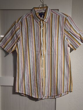 Club Room Men’s Short Sleeve Multicolor Stripe Button-Down Shirt